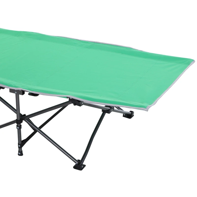 Outsunny Single Person Wide Folding Camping Cot Portable Outdoor Military Sleeping Bed w/ Carry Bag