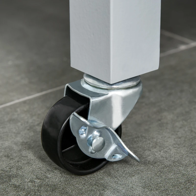 HomCom Wood Stainless Steel Portable Kitchen Island Cart on Wheels - Gray