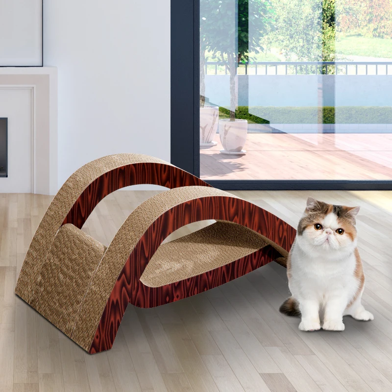 PawHut Arch Bridge Style Cat Scratcher Lounge Corrugated Cardboard Bed Play Toy
