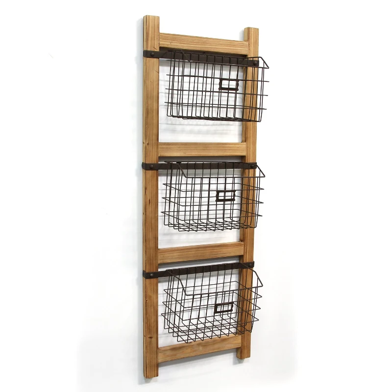 Stratton Decorative Ladder with Baskets Wall Decor