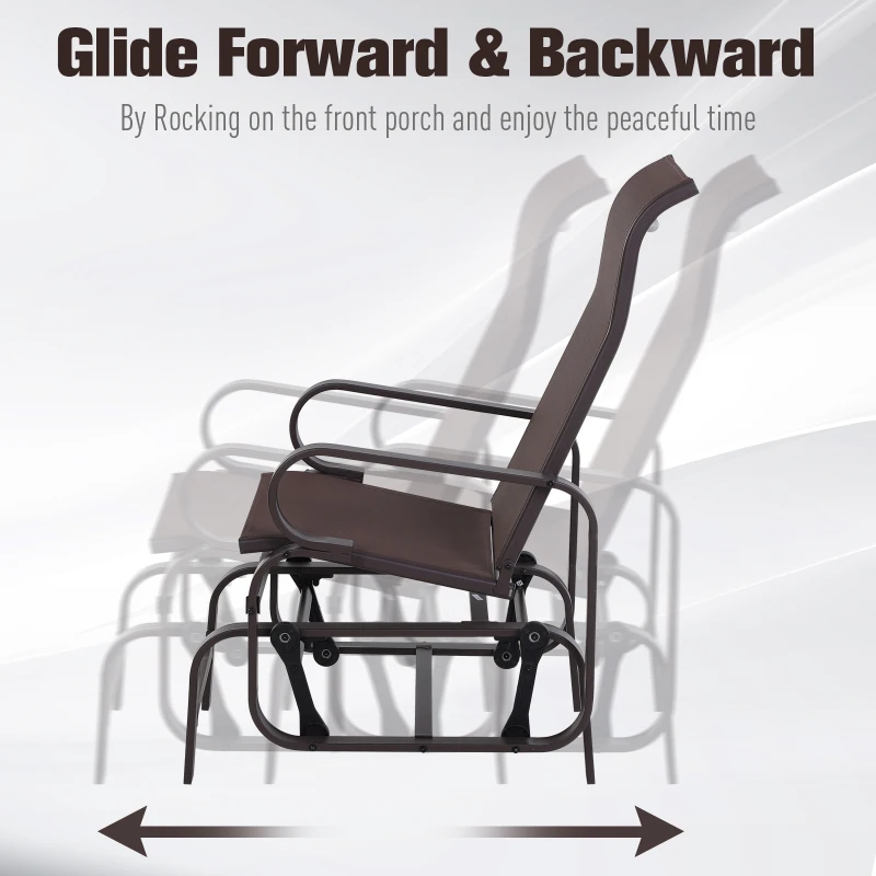 Outsunny Patio Glider Swing Chair, Outdoor Sling Fabric Seat Lounger, Porch Rocker for Relaxing in Garden, Backyard, Poolside