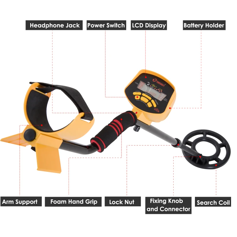 Outsunny 5 Mode LCD Water Resistant Adjustable Handheld Metal Detector - Yellow
