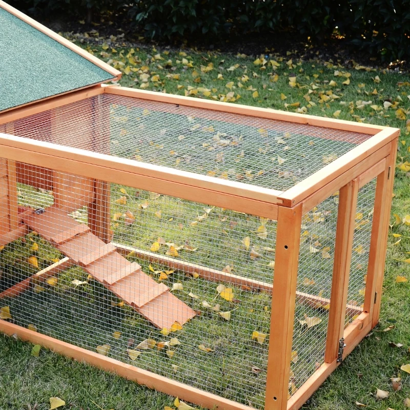 PawHut 2-Story Wooden Rabbit Hutch, Large Pet House with Ramps & Lockable Doors