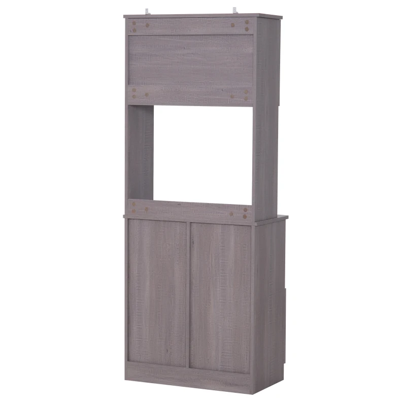 HomCom 70” Modern Free Standing Kitchen Pantry Storage Cabinet - Dark Grey Wood Grain