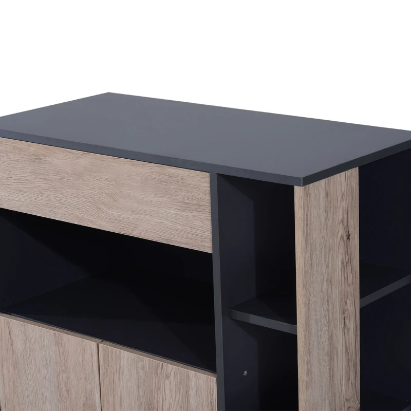 HomCom 35" Kitchen Island Cart - Natural Wood/Dark Gray