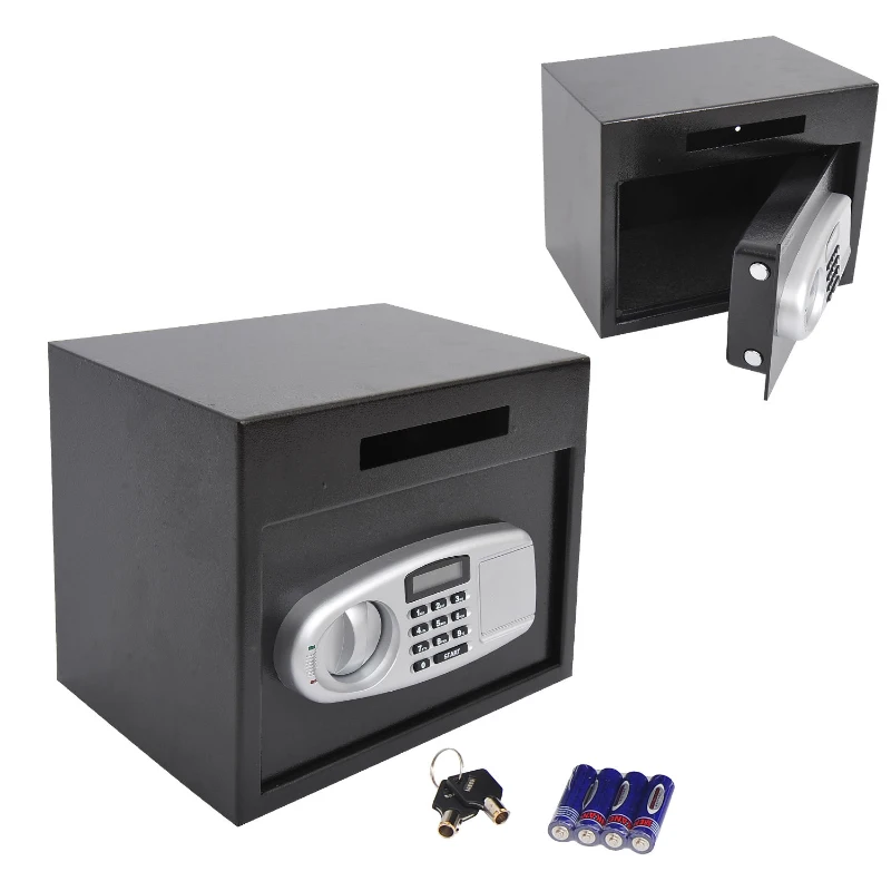 HomCom 14" x 10" x 12" Electronic Digital Home Security Safe Box - Black