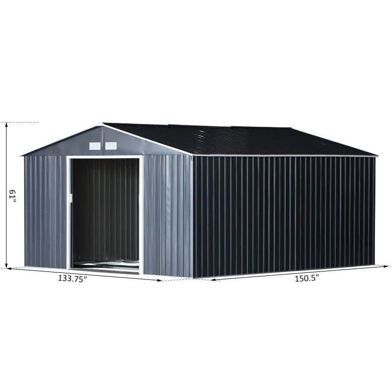 Outsunny 11.15"W x 12.5"D Metal Outdoor Utility Storage Tool Shed Kit Backyard Garden  - Grey
