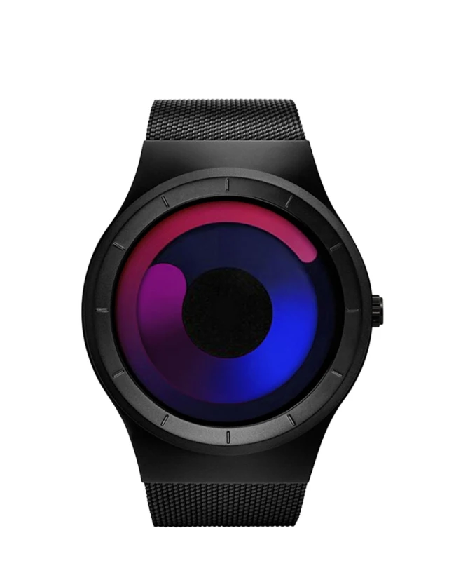 Senors Fashion Rotation Men Watches Vacuum Plating Quartz Sport Watch Men Sports Wristwatch Relogio Masculino--black strap and red dial plate