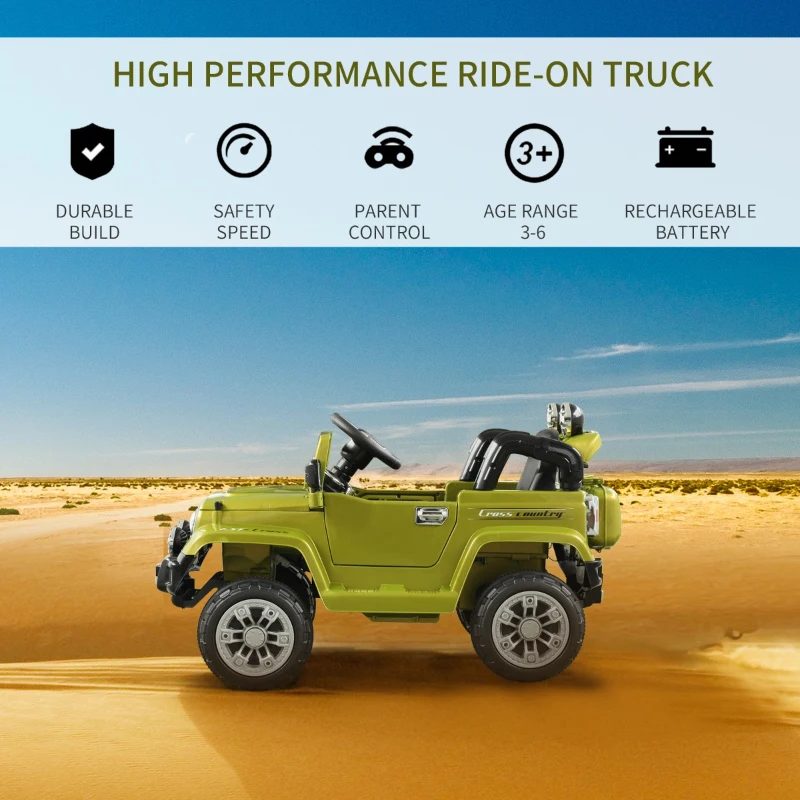 Aosom Ride On Car Off Road Truck SUV 12V Kids Electric Battery Powered Off Road Truck with Remote Control and MP3, Adjustable Speed, Green