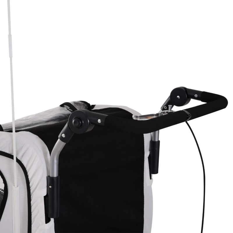 Aosom Elite Double Baby Bike Trailer Stroller Child Bicycle Jogger Swivel Wheel - Black and White