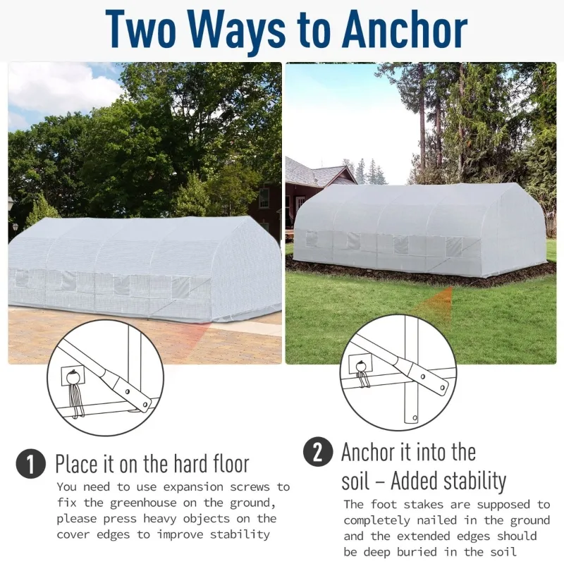 Outsunny 20x10x7ft Walk-in Outdoor Tunnel Greenhouse Portable Backyard Plant Growth Shed Warm House - White