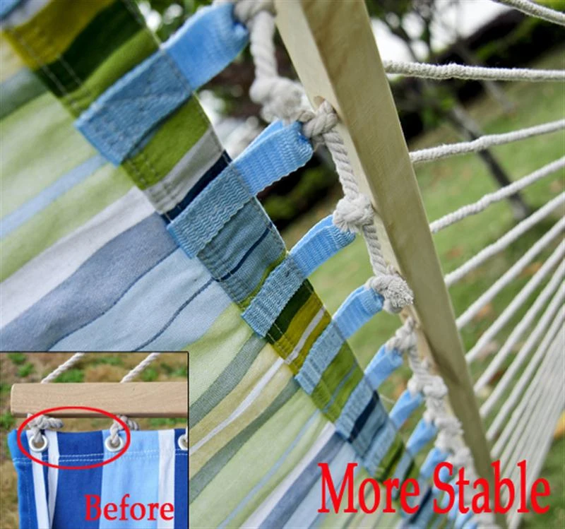 Outsunny 74" x 55" Outdoor Patio Cotton Double Hammock Bed w/ Pillow - Green / Blue