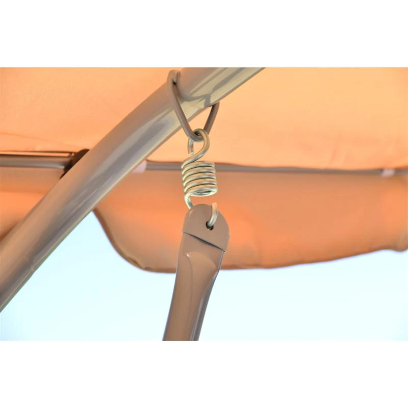 Outsunny Covered Outdoor Patio Swing Bench with Frame, Sand