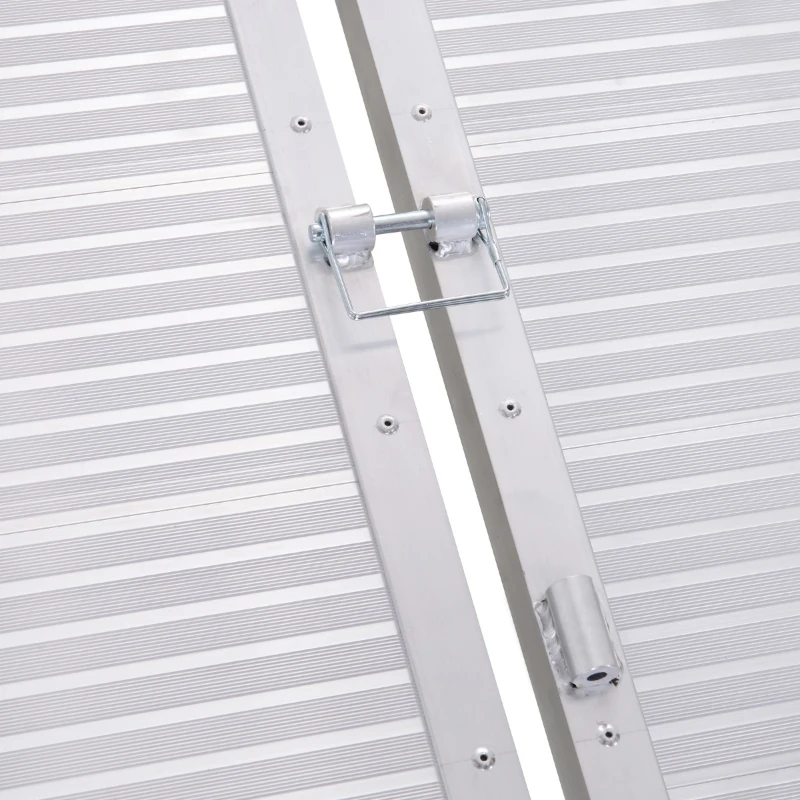 HomCom Small Portable Tri-Fold Lightweight Aluminum Stair Doorway Entry Disability Ramp - Silver