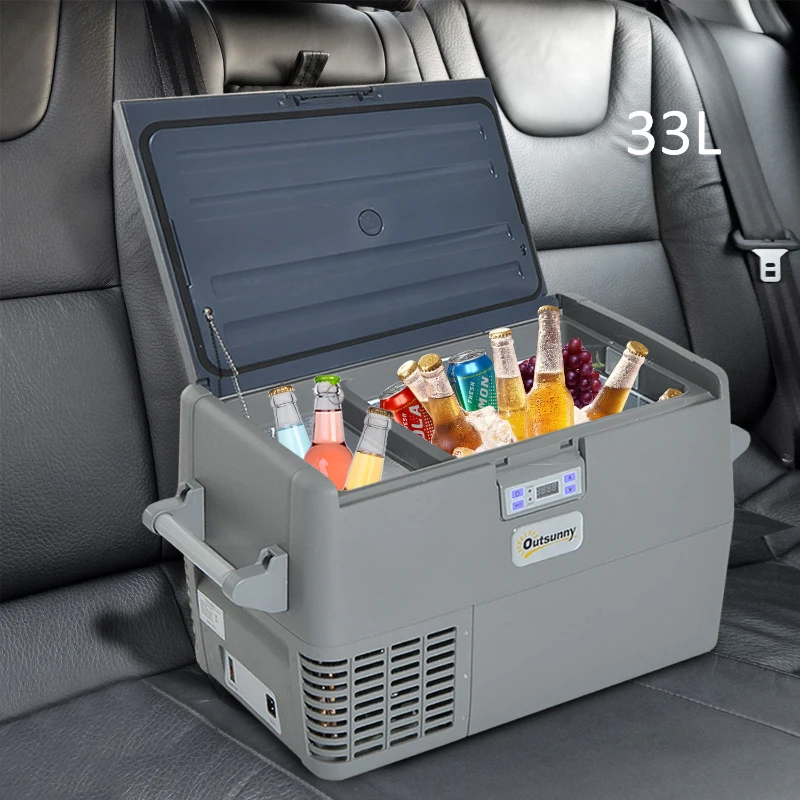 Outsunny Car Refrigerator - Portable 12v / 24v Electric Icebox Freezer (35 Quart)