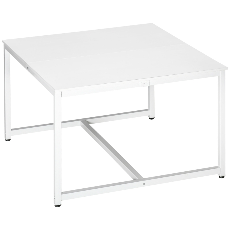 HOMCOM Two Person Computer Writing Desk, Double Workstation for Home Office, White