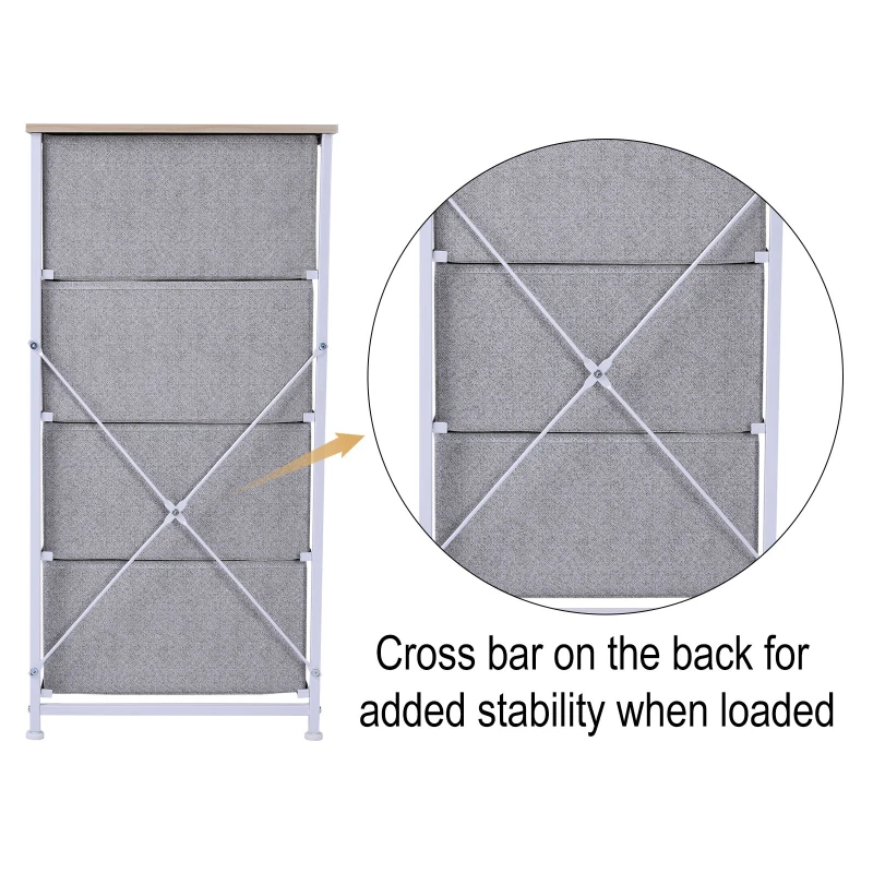 HOMCOM 26"  4 Drawer Vertical Storage Cube Dresser with Fabric Bins