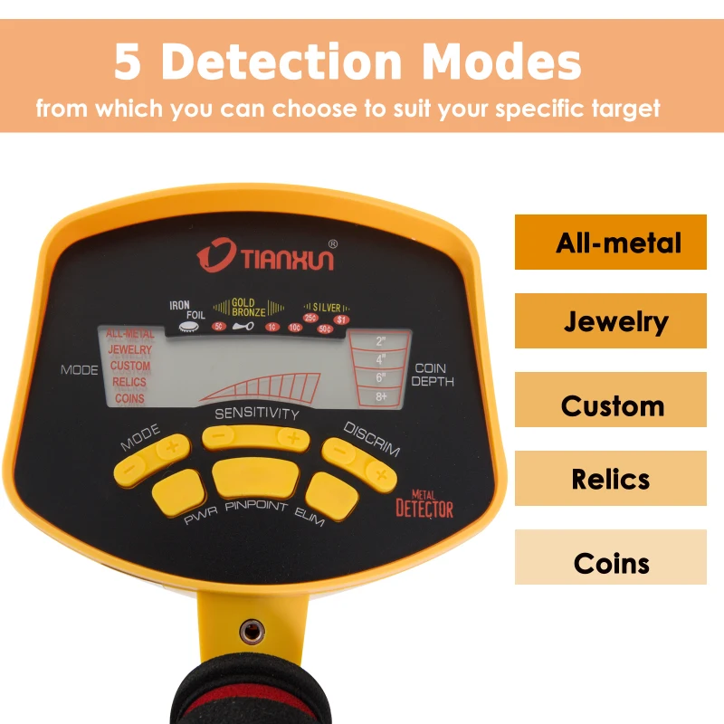 Outsunny 5 Mode LCD Water Resistant Adjustable Handheld Metal Detector - Yellow