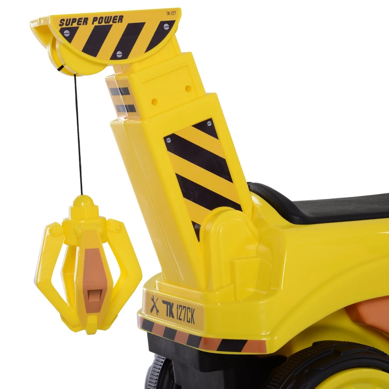 Open Box Aosom 6V Electric Construction Ride-On Excavator Toy Vehicle for Kids with Music, Lights and Shovel