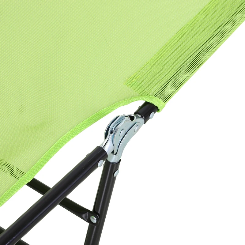 Outsunny Mesh Reclining Lounge Chair, Green - Lightweight & Portable Outdoor Recliner for Patio Relaxation