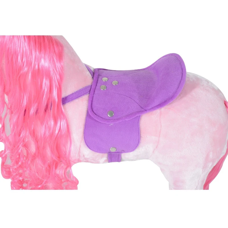 Qaba Children’s Soft Plush Mechanical Toy Riding Horse with Forward Walking Motion - Pink