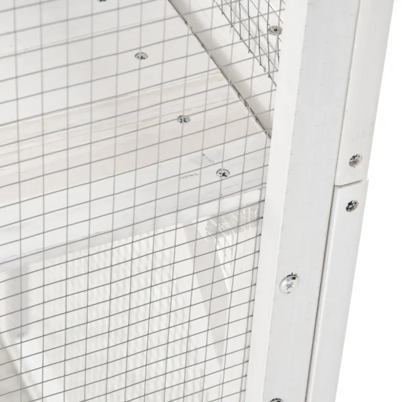 PawHut Outdoor Cat House Big Catio Wooden Feral Cat Shelter Enclosure with Large Spacious Interior, 6 High Ledges, Weather Protection Asphalt Roof, 71" L, White