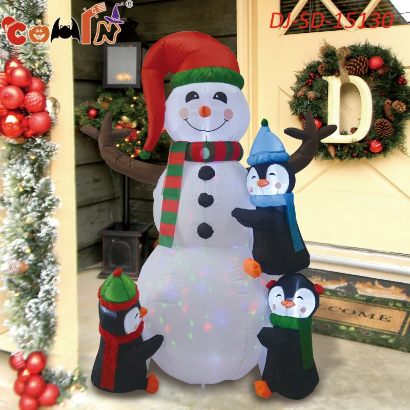 COMIN 6 Foot Tall Inflatable Snowman & Penguins Inflatable Christmas Yard Decoration