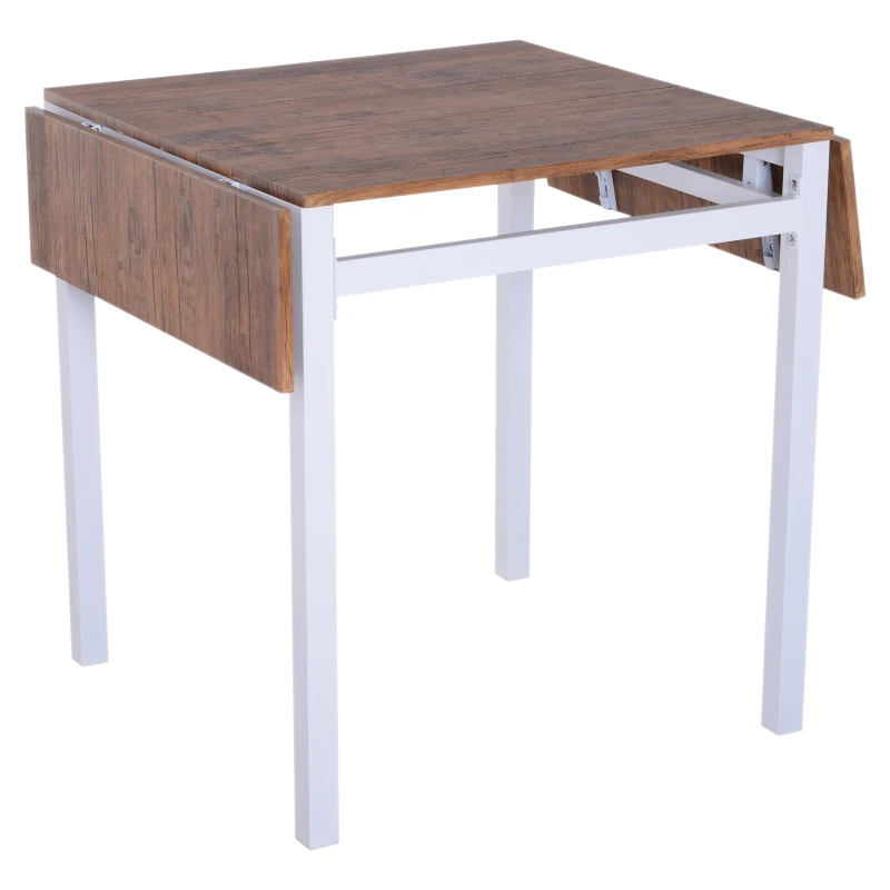 HomCom 5 Piece Drop Leaf Counter Height Dining Table and Chairs Set - Walnut / White