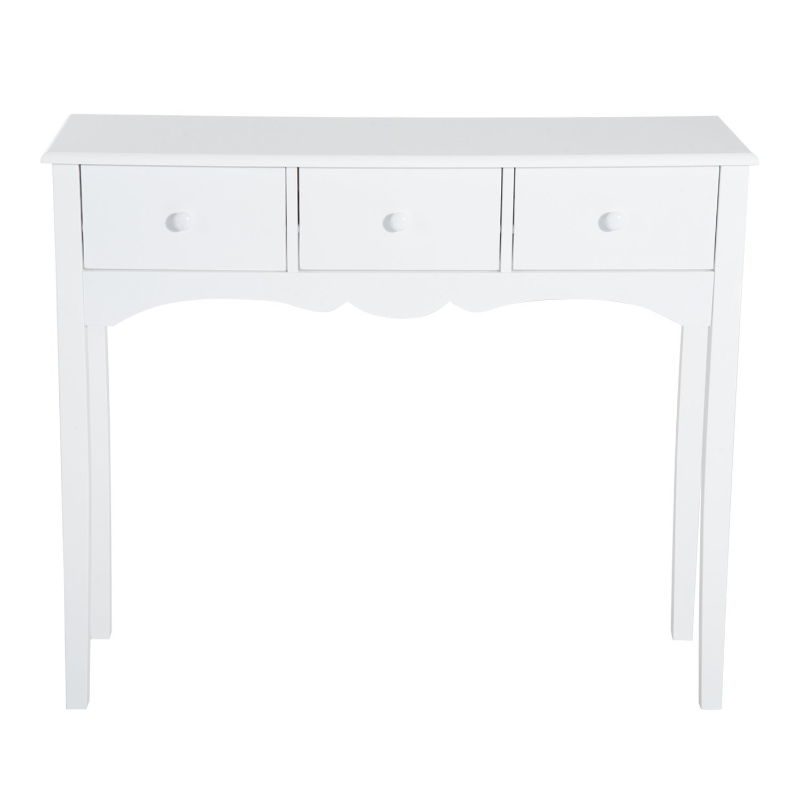 HomCom Narrow Wooden Front Entryway Wall Console Table 3 Drawers - White