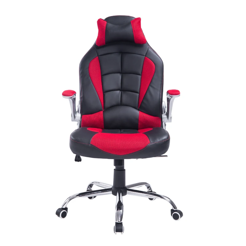 HomCom High Back Racing Style Ergonomic Gaming Chair With Armrest, Lumbar And Head Support - Red / Black