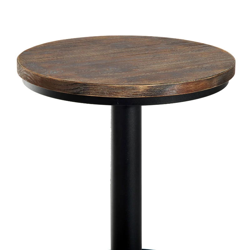 HomCom Urban Rustic Coffee Shop Brew Pub Tall Standing Bar Height Wood Top Round Table - Wood
