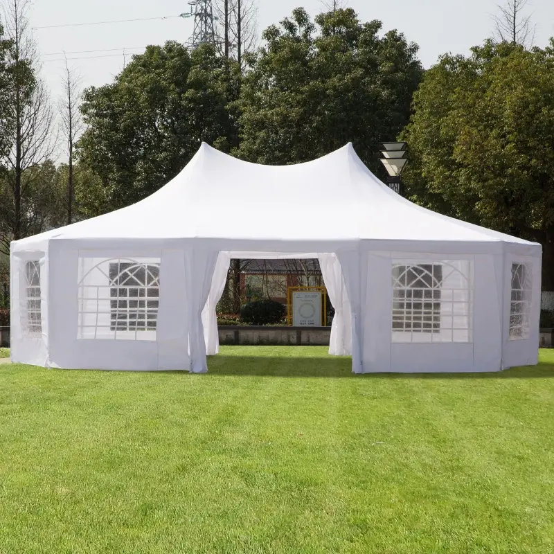 Outsunny 29' x 20' Large 10-Wall Social Event Wedding Reception Castle Gazebo Canopy Tent - White