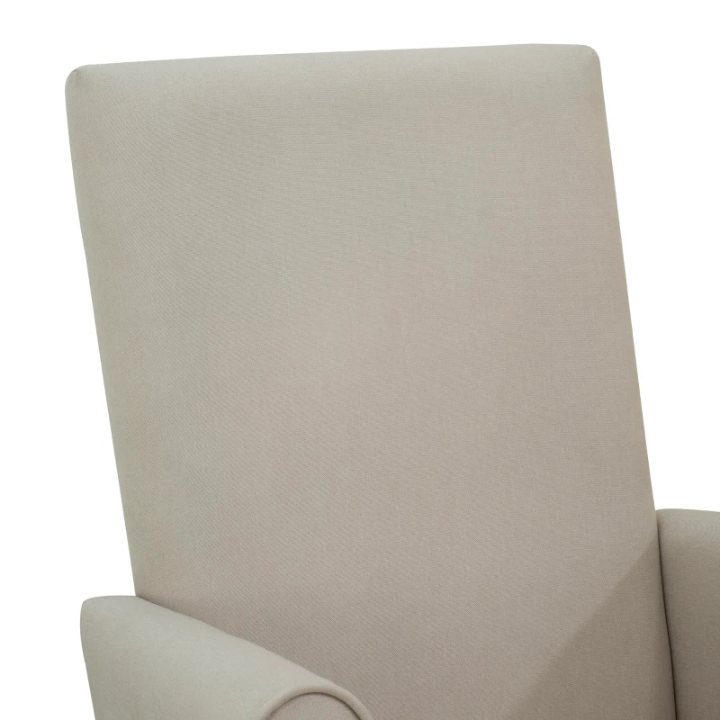 HomCom 2 Piece Rubberwood Linen Glider Rocking Chair with Ottoman Set - Cream White