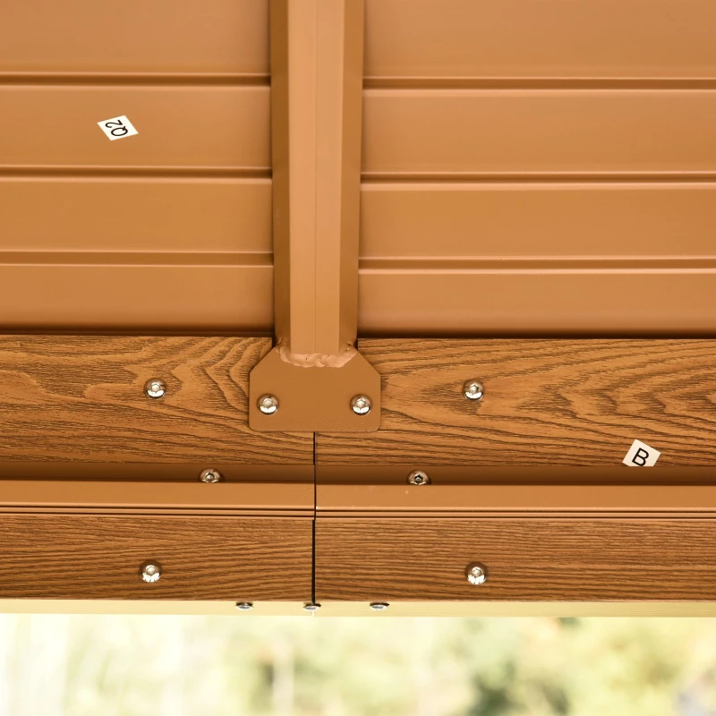 Outsunny 10' x 10' Wood Backyard Hardtop Canopy Gazebo with Screened Curtains, Sling Netting and Strong Frame