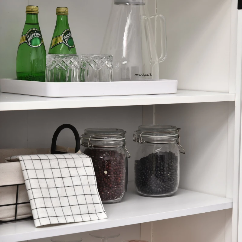 HOMCOM 5ft Tall Wood Kitchen Storage Cabinet with Adjustable Shelves, 2 Wood Pantries, Drawer and Sturdy Design - White