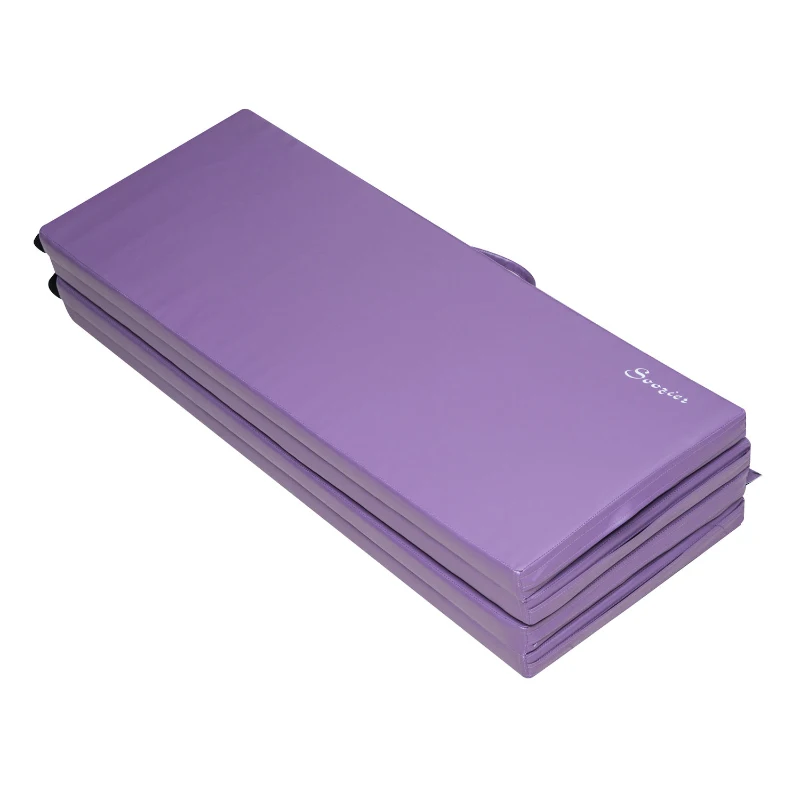 Soozier 6' x 4' x 2" PU Leather Folding Gymnastics / Martial Arts Mat - Purple