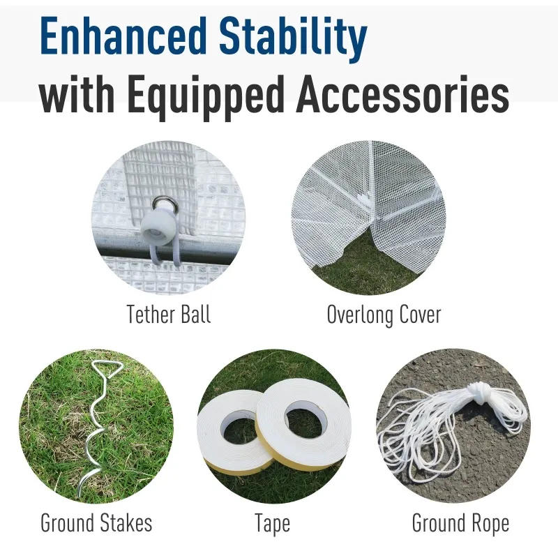 Outsunny 20x10x7ft Walk-in Outdoor Tunnel Greenhouse Portable Backyard Plant Growth Shed Warm House - White