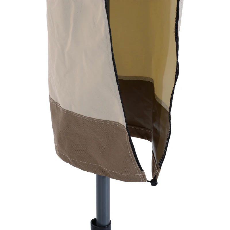 Outsunny Cantilever Patio Umbrella Cover, Outdoor Market Umbrella Protector with Zipper, Cord Lock, Beige and Coffee