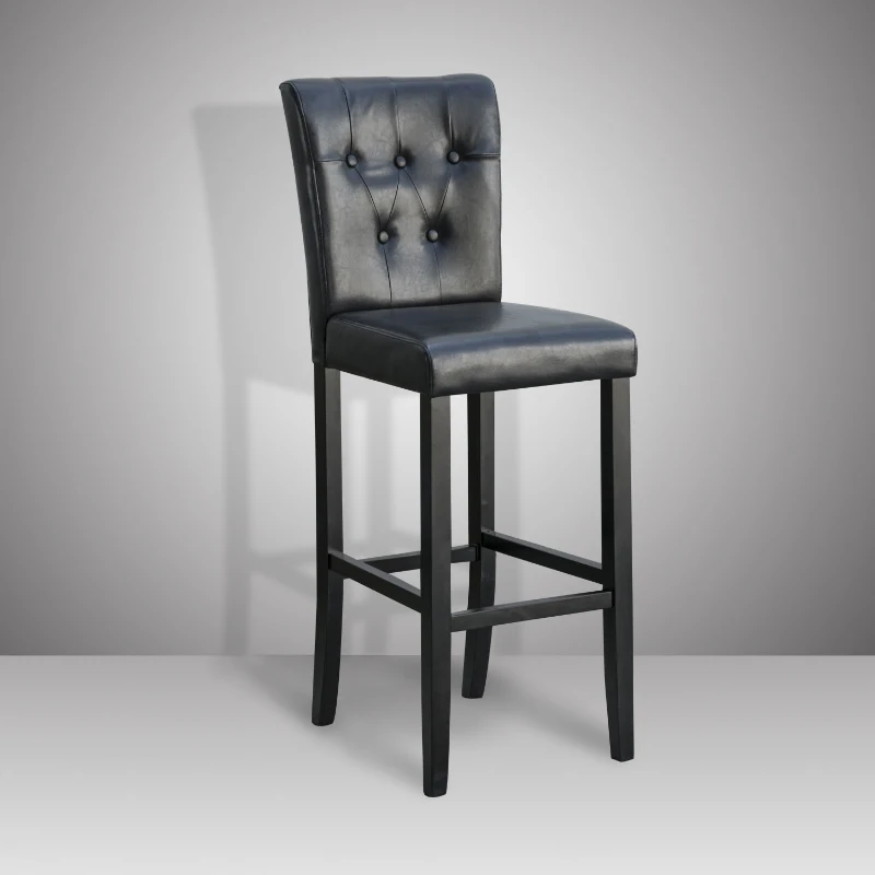 HomCom 42" Modern Bar Height Faux Leather Tall Dining Chair Stool - Black