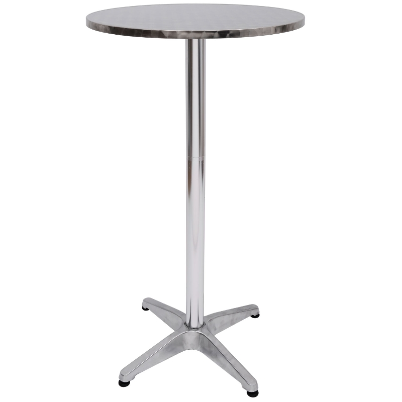 HomCom 24" Round Adjustable Stainless Steel Top Aluminum Standing Bistro Bar Table