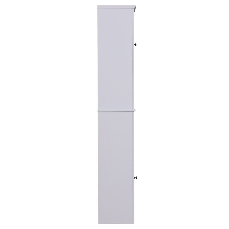 Open Box HomCom 67" Wood Free Standing Bathroom Linen Tower Storage Cabinet - White