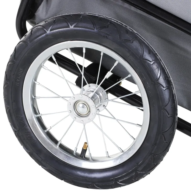 Aosom 3 Wheeled Cruiser Bike Trailer 2-in-1 Pet Jogging Stroller for Pets - Blue/ Grey