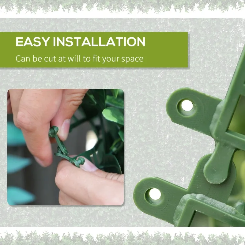 Outsunny 12pc Artificial Boxwood Leaf Privacy Fence, 20" Lush Green, Easy Install Wall Hedge for Patio, Balcony, Garden Decor