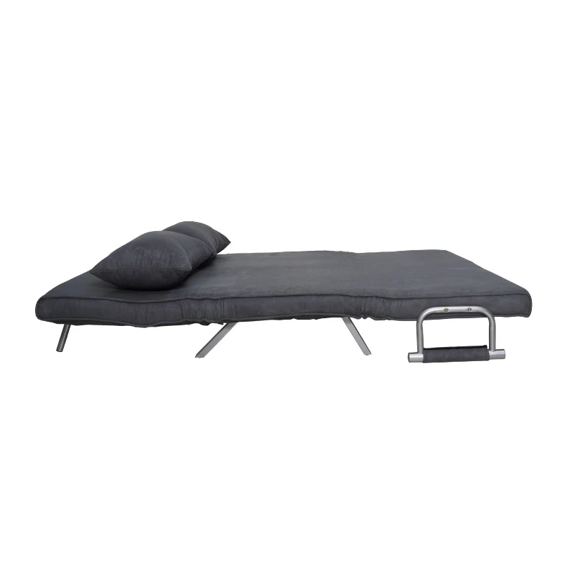 HomCom Full Size Folding 5 Position Steel Convertible Sleeper Bed Chair - Dark Grey