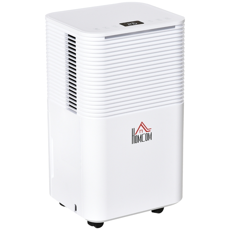 HOMCOM 1500Sq. Ft Portable Electric Dehumidifier For Home, Bedroom or Basements with 4 Pint Tank, 2 Speeds and 3 Modes, White, 25pt/Day