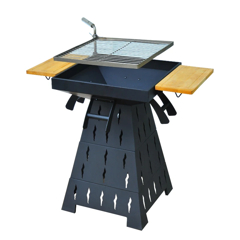 Outsunny Wood Burning/Charcoal Outdoor Fire Pit BBQ Grill Combo