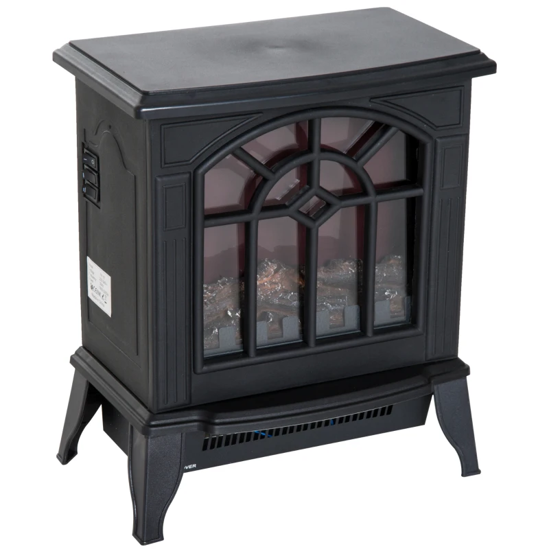 HomCom 16" 1500W Freestanding Indoor Electric Fireplace Heater - Black