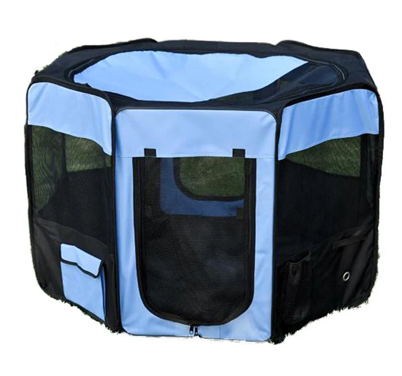 Pawhut 46" Soft Sided Folding Pet Playpen Crate - Blue / Black