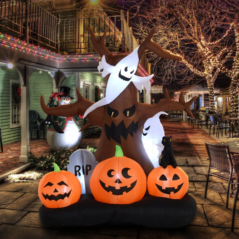 HOMCOM 8’ Lighted Inflatable Outdoor Halloween Yard Decoration - Spooky Dead Tree