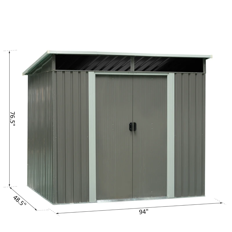 Outsunny 4' x 8' Steel Outdoor Garden Storage Shed Yard Tool House
